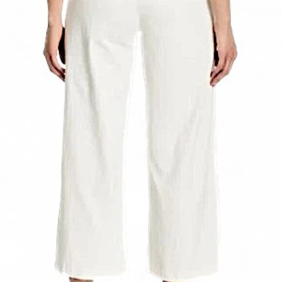 Ella Moss Women's Wide Leg Crop High Rise Cream Color Pants Size 10 Inseam 26" - Picture 4 of 5